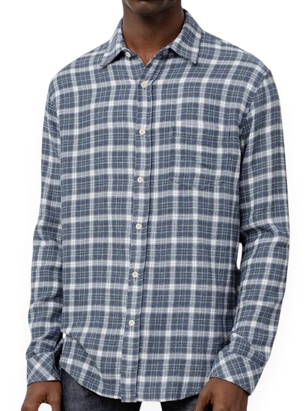 Rails Lennox Denim / White / Grey Plaid Button Front Long Sleeve Shirt NWT New S
